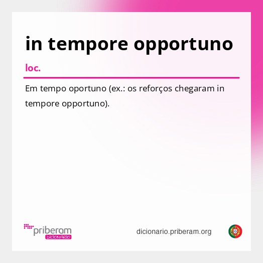 Significado de in tempore opportuno